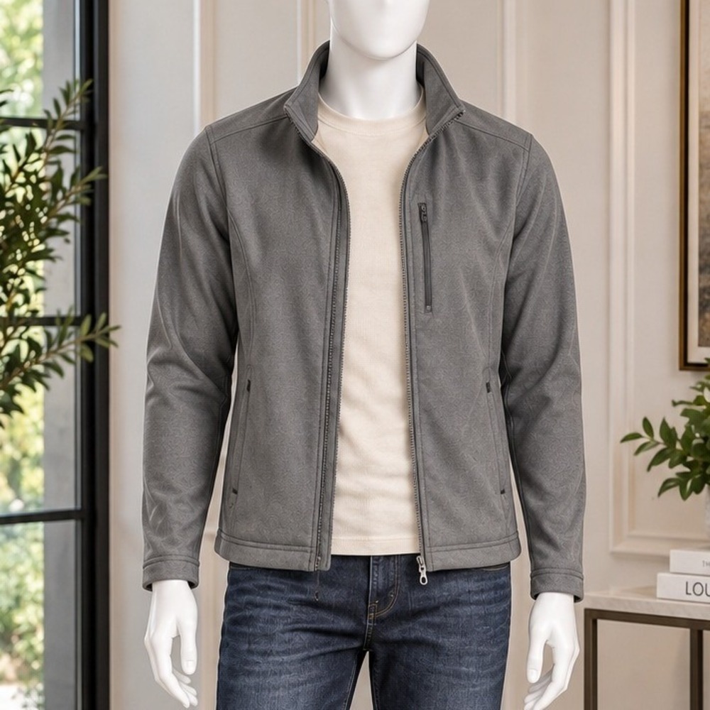 Callaway Mens Jacket Gray Solid Fleece Lined Full Zip Size Medium